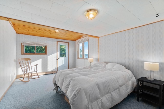 440 N Hudson Ave, Sturgeon Bay, WI 54235 - bedroom featuring carpet flooring, wallpapered walls, and a baseboard radiator