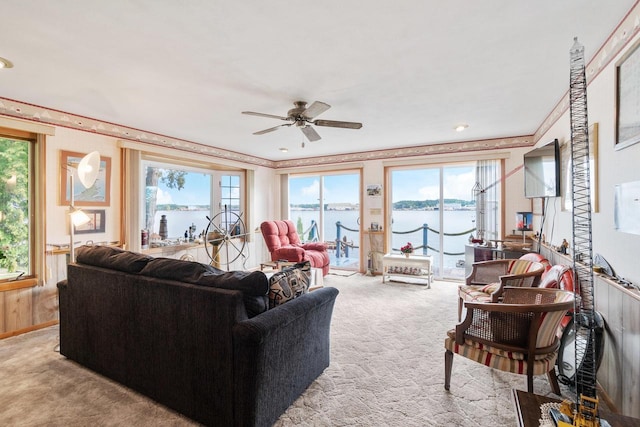 440 N Hudson Ave, Sturgeon Bay, WI 54235 - carpeted living area featuring a ceiling fan