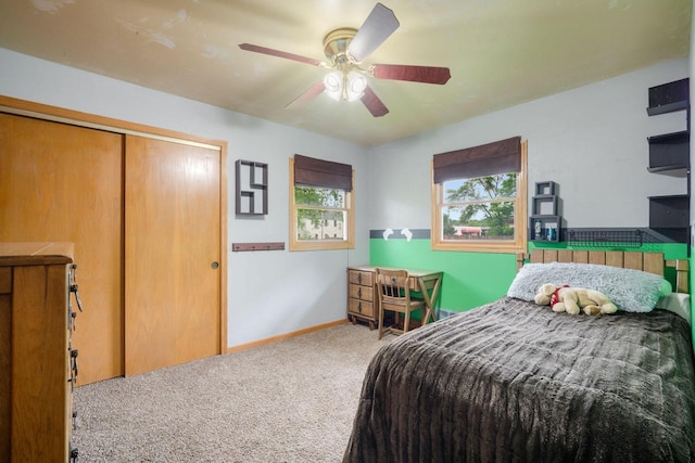 17120 W Fullerton Ave, New Berlin, WI 53151 - carpeted bedroom with a closet, baseboards, and ceiling fan