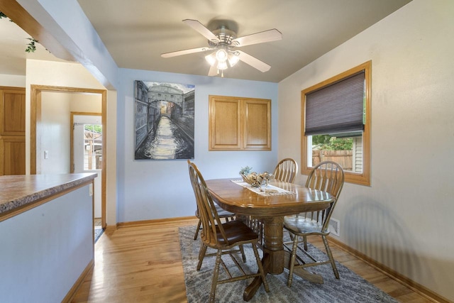 17120 W Fullerton Ave, New Berlin, WI 53151 - dining room with baseboards, light wood-type flooring, and ceiling fan