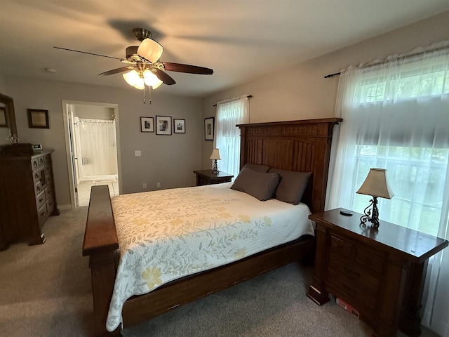 121 Doc Mac Dr, Boscobel, WI 53805 - carpeted bedroom with a ceiling fan and ensuite bathroom