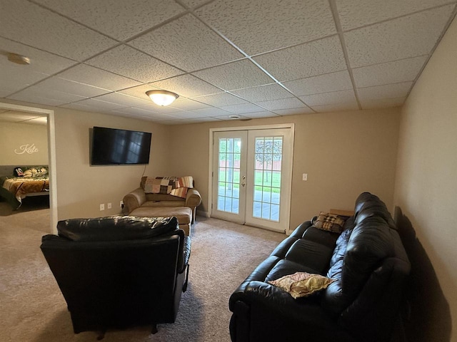 121 Doc Mac Dr, Boscobel, WI 53805 - carpeted living room featuring a paneled ceiling