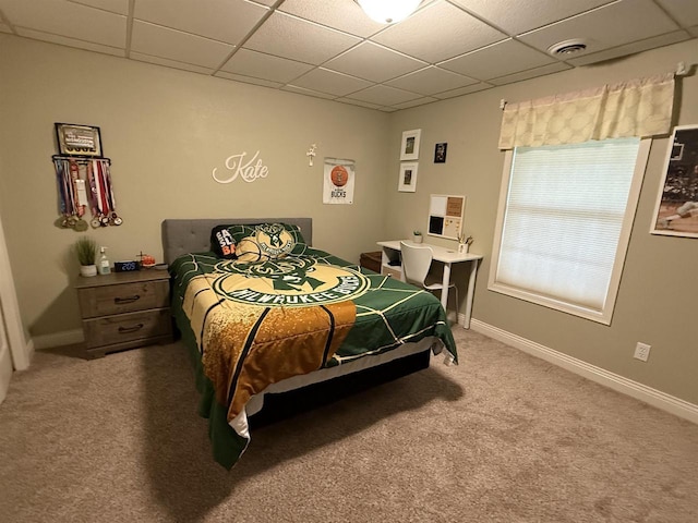 121 Doc Mac Dr, Boscobel, WI 53805 - bedroom featuring a drop ceiling, carpet flooring, and baseboards