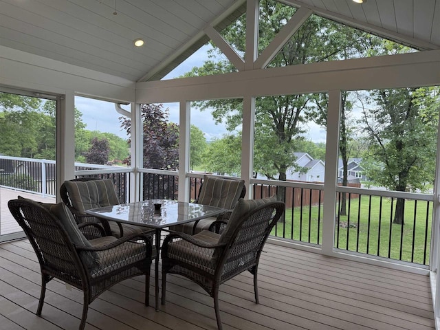 121 Doc Mac Dr, Boscobel, WI 53805 - sunroom / solarium with lofted ceiling and outdoor dining area