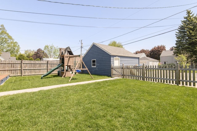 3552 S Pine Ave, Milwaukee, WI 53207 - view of yard featuring a playground and a garage
