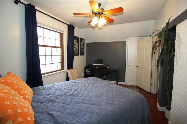 116 N 85th St, Wauwatosa, WI 53226 - bedroom with wood finished floors, ceiling fan, and baseboards