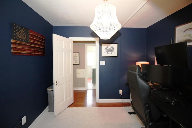 116 N 85th St, Wauwatosa, WI 53226 - office space featuring baseboards, a chandelier, and wood finished floors