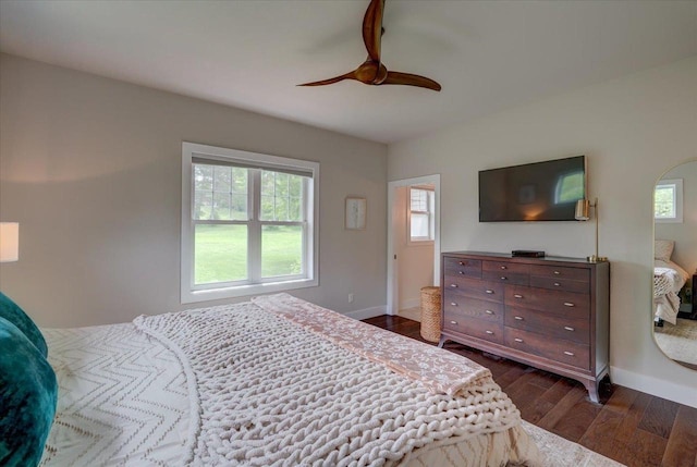 5508 Midmoor Rd, Monona, WI 53716 - bedroom with dark wood finished floors, baseboards, and ceiling fan