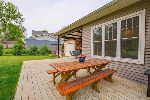 5508 Midmoor Rd, Monona, WI 53716 - deck with outdoor dining space and a lawn
