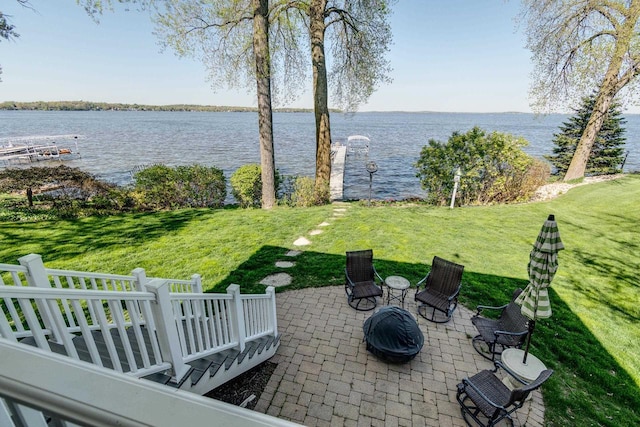 1834 Camelot Dr, Madison, WI 53705 - view of patio / terrace with a water view