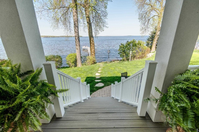 1834 Camelot Dr, Madison, WI 53705 - deck with a water view and a yard