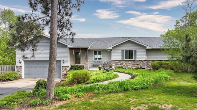 1604 Lake Rd, Altoona, WI 54720 - view of front of property with stone siding, driveway, and a shingled roof