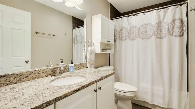1604 Lake Rd, Altoona, WI 54720 - bathroom with toilet, vanity, and a shower with shower curtain