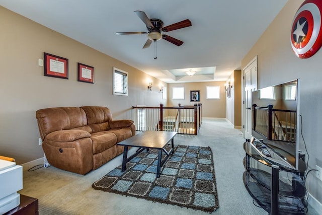 6679 S Chickahauk Trl, Middleton, WI 53562 - carpeted living room featuring ceiling fan and baseboards