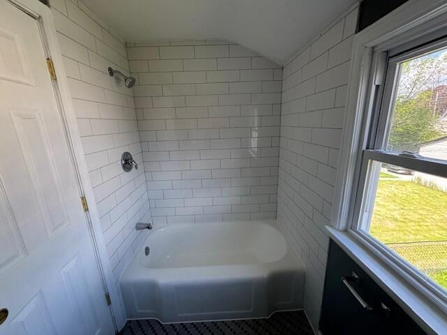 2254 W Roosevelt Dr, Milwaukee, WI 53209 - bathroom featuring shower / bath combination and lofted ceiling