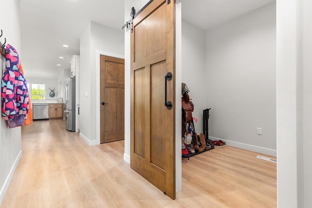 N994 N Rd, Hortonville, WI 54944 - hall featuring light wood-style floors, recessed lighting, and baseboards