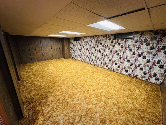 1344 Mckinley Ave, Beloit, WI 53511 - finished below grade area featuring a paneled ceiling and wood walls