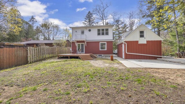 5515 Evergreen Dr, Sheboygan, WI 53081 - rear view of house with a wooden deck and an outdoor structure