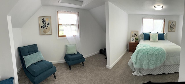 901 S 90th St, West Allis, WI 53214 - carpeted bedroom featuring multiple windows, lofted ceiling, and baseboards