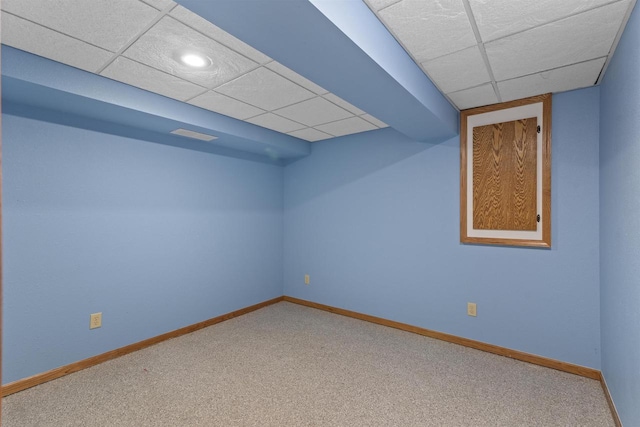 2150 E Carly Ct, Milton, WI 53563 - carpeted empty room with a drop ceiling, baseboards, and recessed lighting