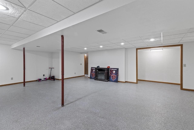 2150 E Carly Ct, Milton, WI 53563 - finished below grade area featuring a paneled ceiling, baseboards, and recessed lighting
