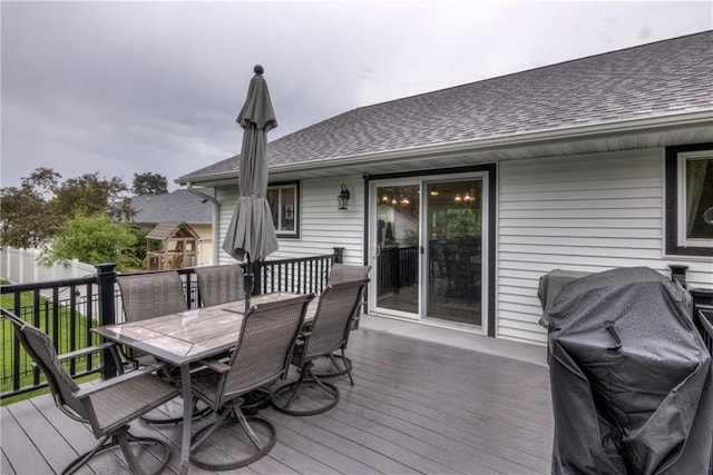 4567 Springfield Dr, Eau Claire, WI 54701 - deck with outdoor dining space and area for grilling