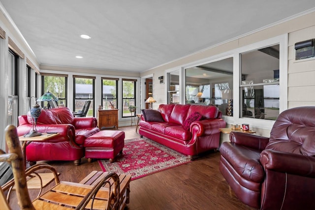 N3510 Lotus Dr, Montello, WI 53949 - living room with ornamental molding, recessed lighting, and wood finished floors