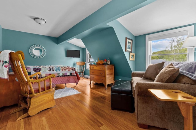 N3510 Lotus Dr, Montello, WI 53949 - bedroom with wood finished floors and vaulted ceiling