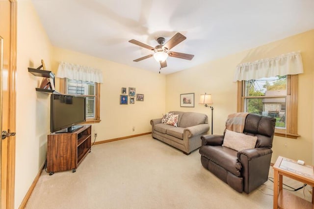 2114 S 81st St, West Allis, WI 53219 - living room with carpet floors, ceiling fan, and baseboards