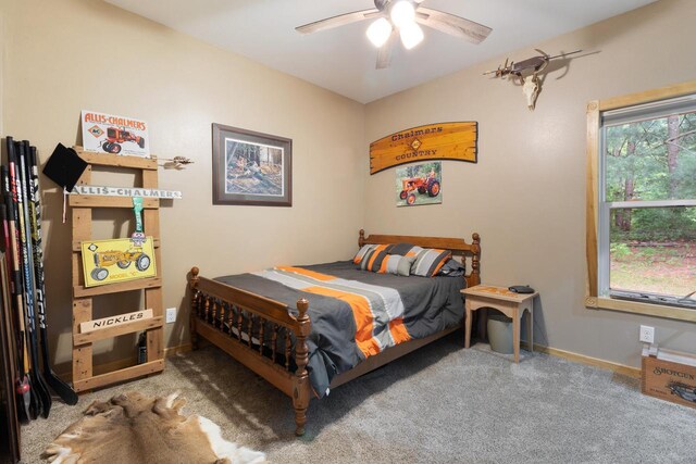 N9281 Perkins Rd, Mindoro, WI 54644 - carpeted bedroom with baseboards and ceiling fan