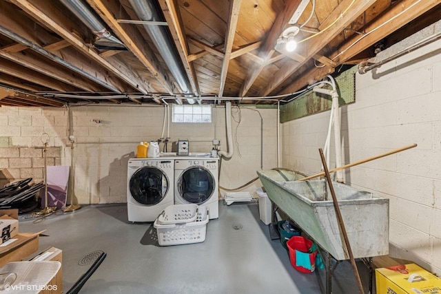 2300 W Lawn Ave, Racine, WI 53405 - basement featuring washing machine and dryer and a sink