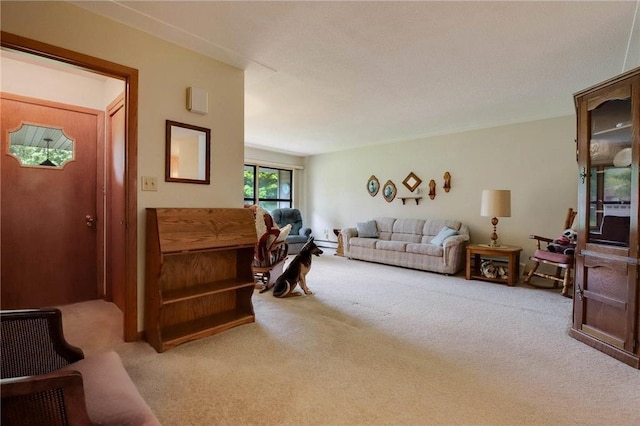 407 S Scott St, Elmwood, WI 54740 - carpeted living area featuring baseboard heating