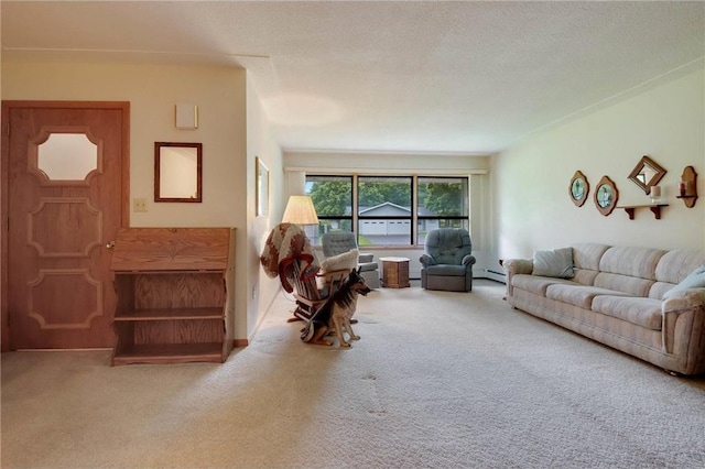 407 S Scott St, Elmwood, WI 54740 - living area with carpet floors and a baseboard heating unit