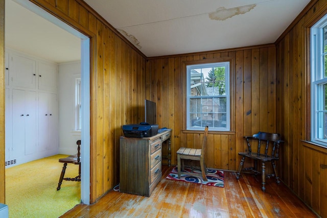 7312 5th Ave, Kenosha, WI 53143 - misc room featuring light wood-type flooring and wood walls