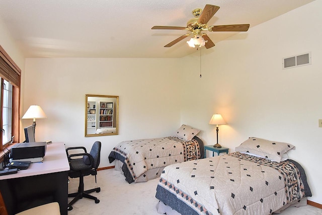 10320 W Whitnall Edge Cir Unit A, Franklin, WI 53132 - carpeted bedroom with an office area, baseboards, and ceiling fan