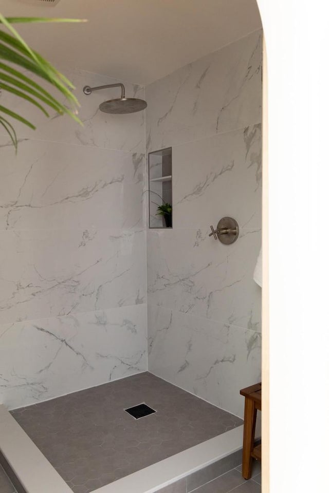 2707 Mason St, Madison, WI 53705 - bathroom featuring a marble finish shower