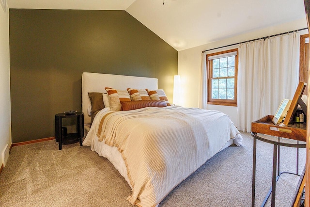 6633 W Beacon Hill Pl, Franklin, WI 53132 - bedroom featuring light colored carpet, lofted ceiling, and baseboards