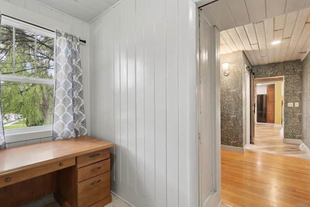 N62W23527 Sliver Spring Dr, Sussex, WI 53089 - unfurnished office with light wood-type flooring and wooden ceiling