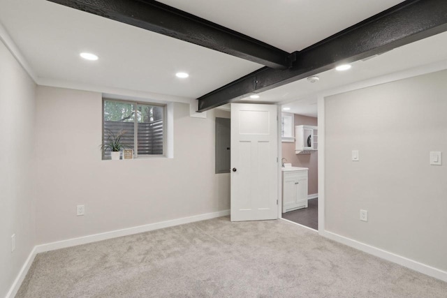 N62W23527 Sliver Spring Dr, Sussex, WI 53089 - below grade area featuring carpet, baseboards, and recessed lighting