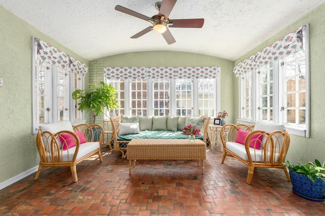 529 N 68th St, Wauwatosa, WI 53213 - sunroom with french doors, a textured wall, baseboards, a textured ceiling, and lofted ceiling