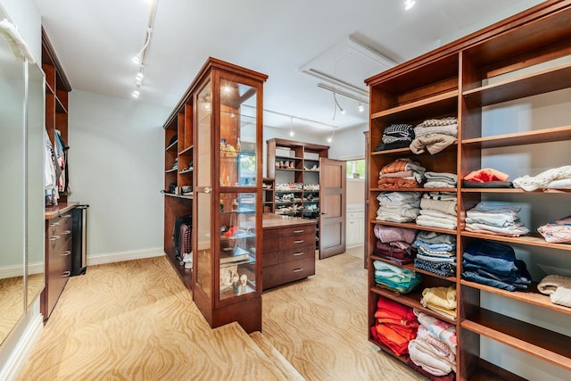 N49W35398 Wisconsin Ave, Oconomowoc, WI 53066 - spacious closet featuring attic access and light colored carpet