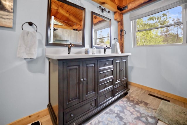 29774 Whispering Pines Rd, Lone Rock, WI 53556 - bathroom with double vanity and baseboards