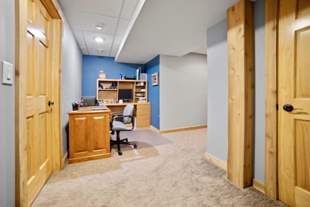 29774 Whispering Pines Rd, Lone Rock, WI 53556 - office featuring carpet flooring, baseboards, and a paneled ceiling