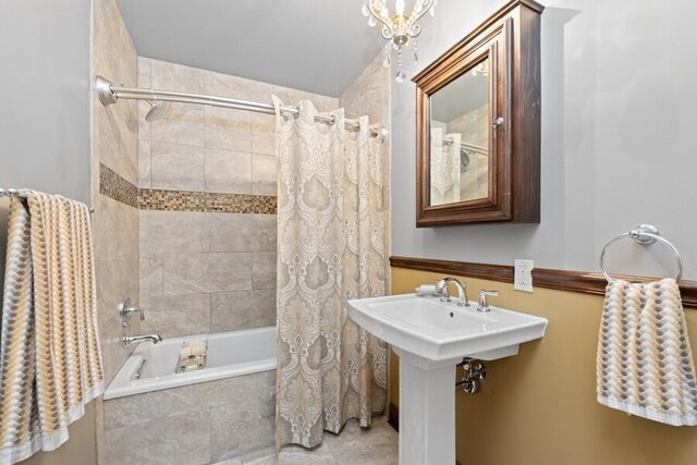 W522 Highland Rd, Genoa City, WI 53128 - full bath with tiled shower / bath and tile patterned floors