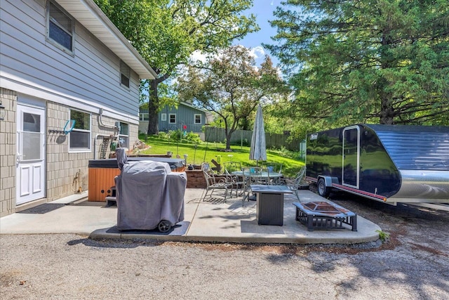 3005 S St, East Troy, WI 53120 - view of patio featuring a fire pit