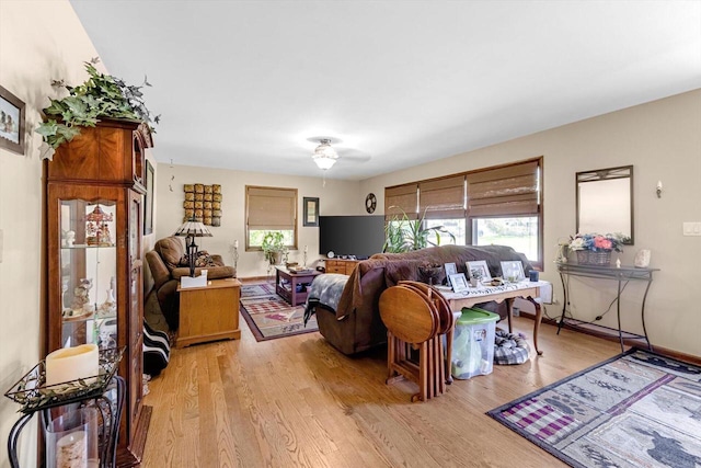 3005 S St, East Troy, WI 53120 - living area with light wood-style flooring and a ceiling fan
