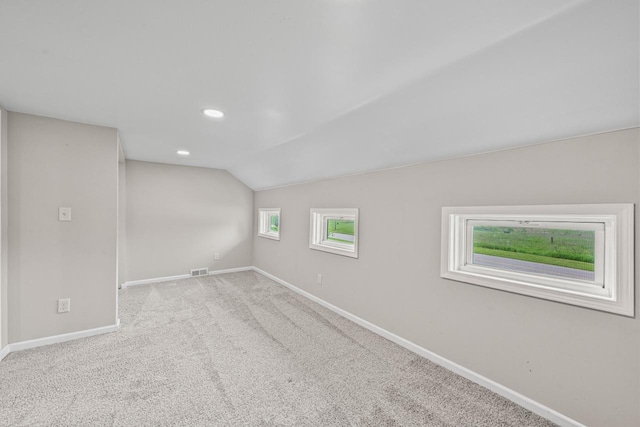 24324 W Overson Rd, Union Grove, WI 53182 - unfurnished room featuring baseboards, lofted ceiling, carpet flooring, and recessed lighting