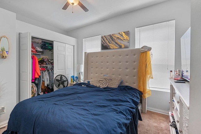 518-520 E Glover Ave, Milwaukee, WI 53212 - bedroom with light colored carpet, a closet, ceiling fan, and baseboards