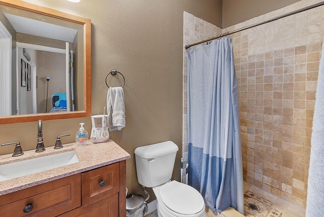 518-520 E Glover Ave, Milwaukee, WI 53212 - full bathroom with toilet, vanity, a stall shower, and a textured wall