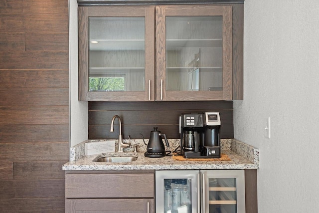 915 E Ohio Ave, Milwaukee, WI 53207 - indoor wet bar featuring wine cooler and a textured wall